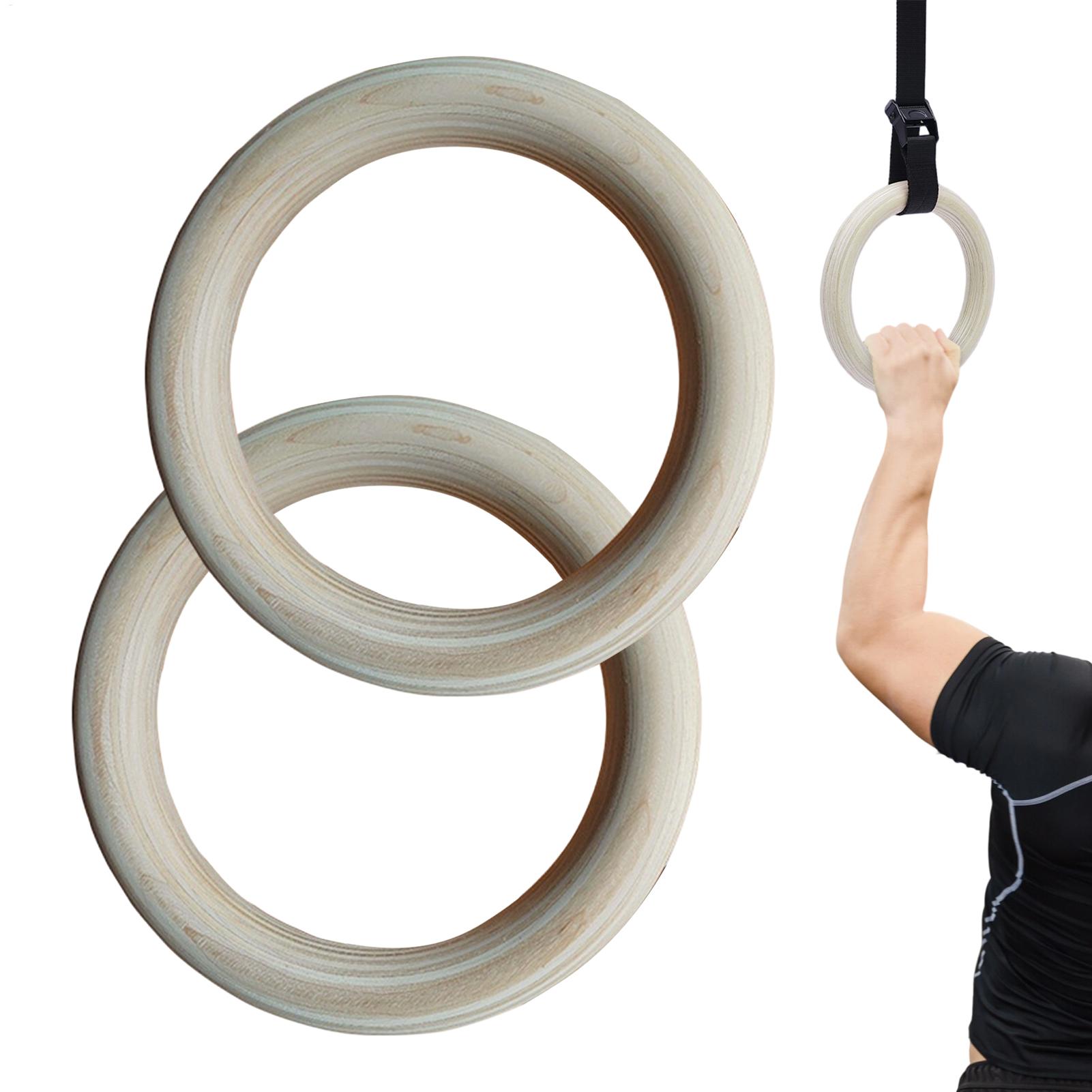 Gymnastic Rings Wooden - 2 Buah/Pasang Cincin Senam Kayu Portabel