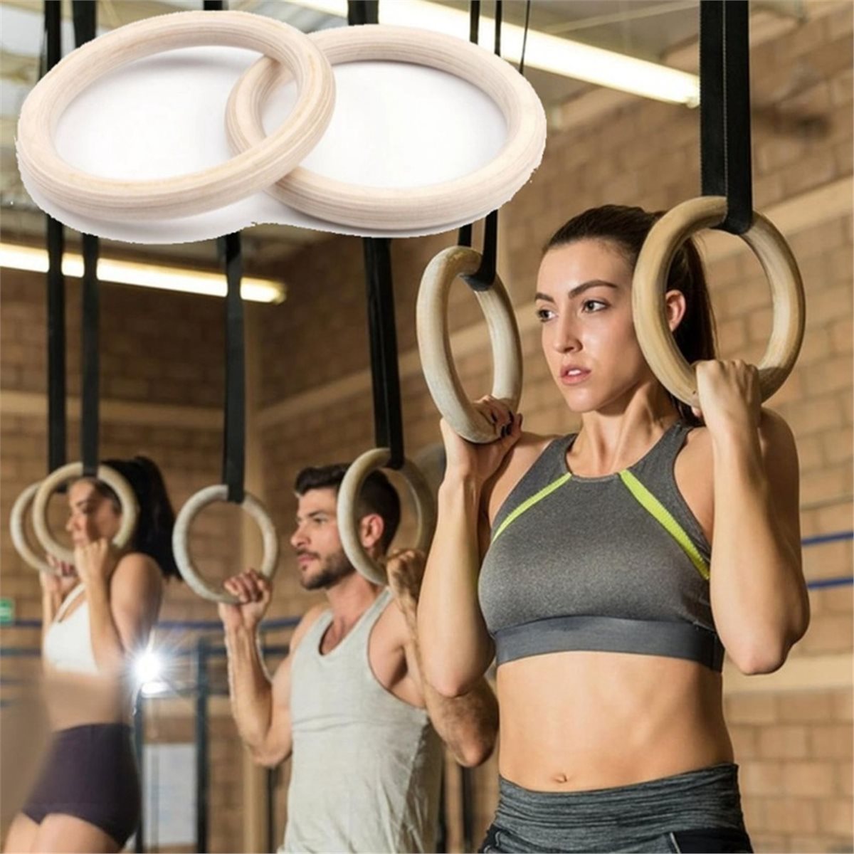 Gymnastic Rings Wooden - Promosi Musim Panas 2Pcs Cincin Senam