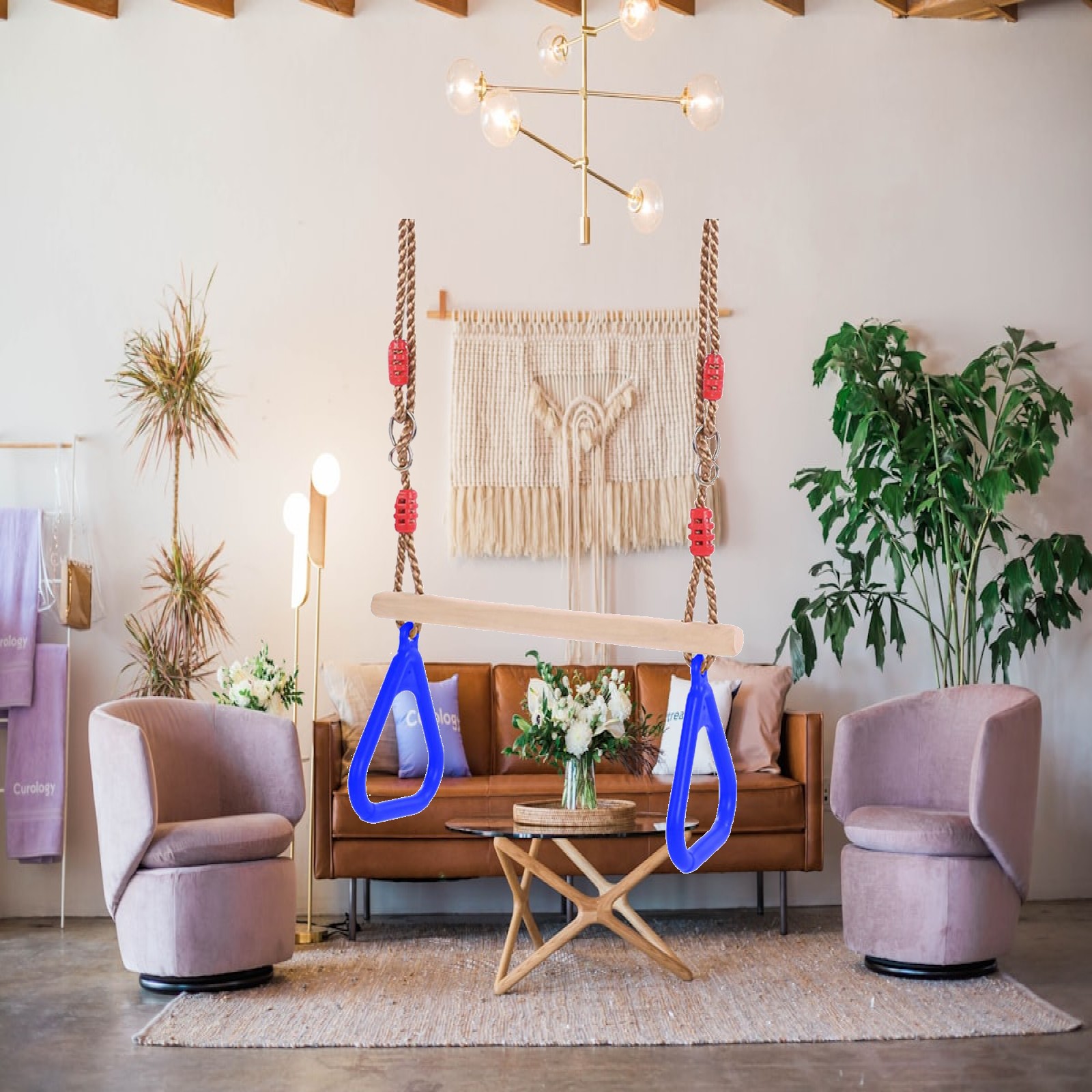 Gymnastic Rings Wooden - Ayunan Kayu untuk Kegembiraan di Dalam