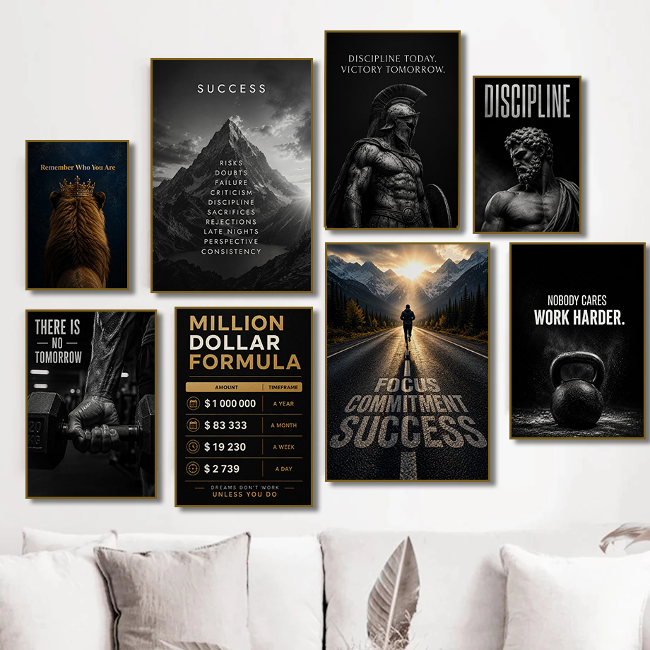 Home Gym Quotes - Poster Motivasi Keberhasilan Kebugaran Modern, Kerja