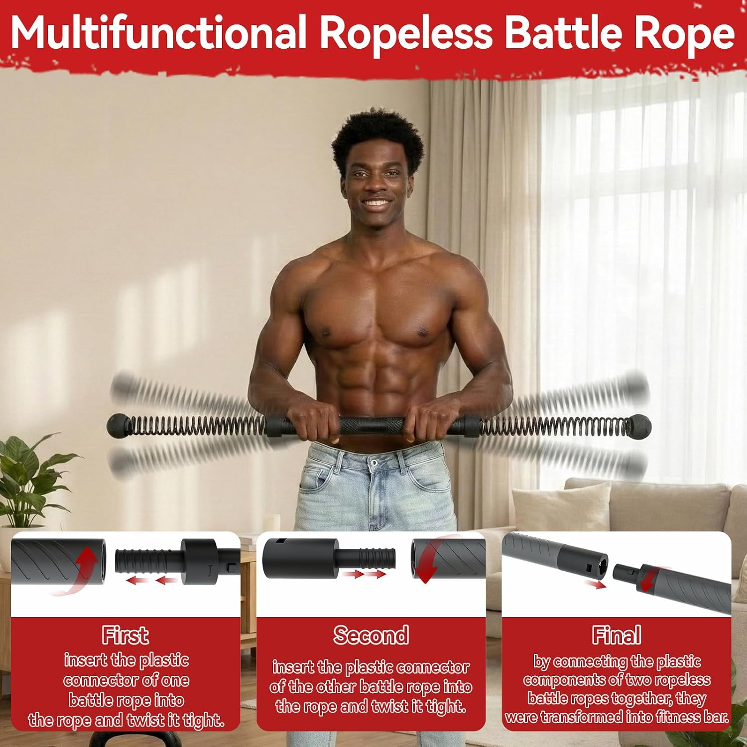 2-in-1 Cordless Battle Rope Po - Home Gym Outdoor ulasan dan harga