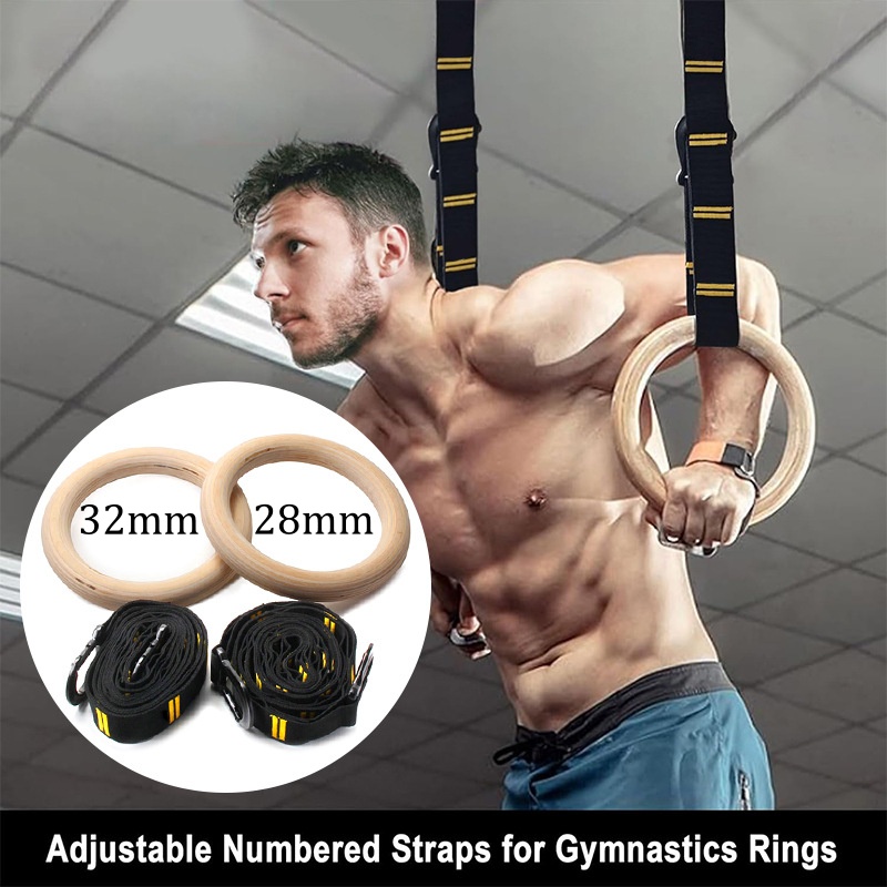 Cincin Senam Pull-up 28mm 32mm - Gymnastic Rings Wooden ulasan dan harga